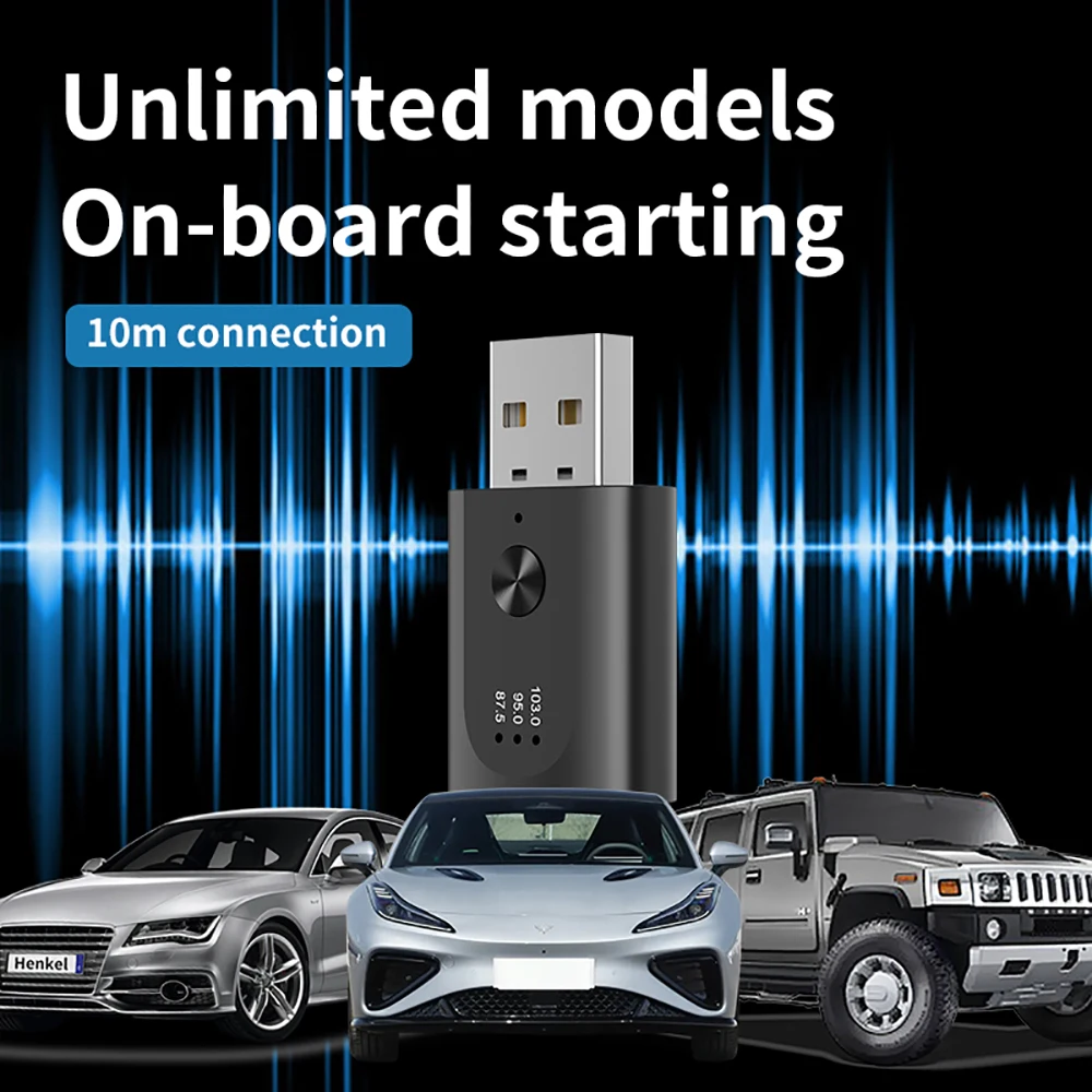 Car Bluetooth 5.3 Mini Usb Transmitter Receiver 87.5Mhz-103Mhz Handsfree Call Car Kit Auto Wireless Audio Adapter for Fm Radio