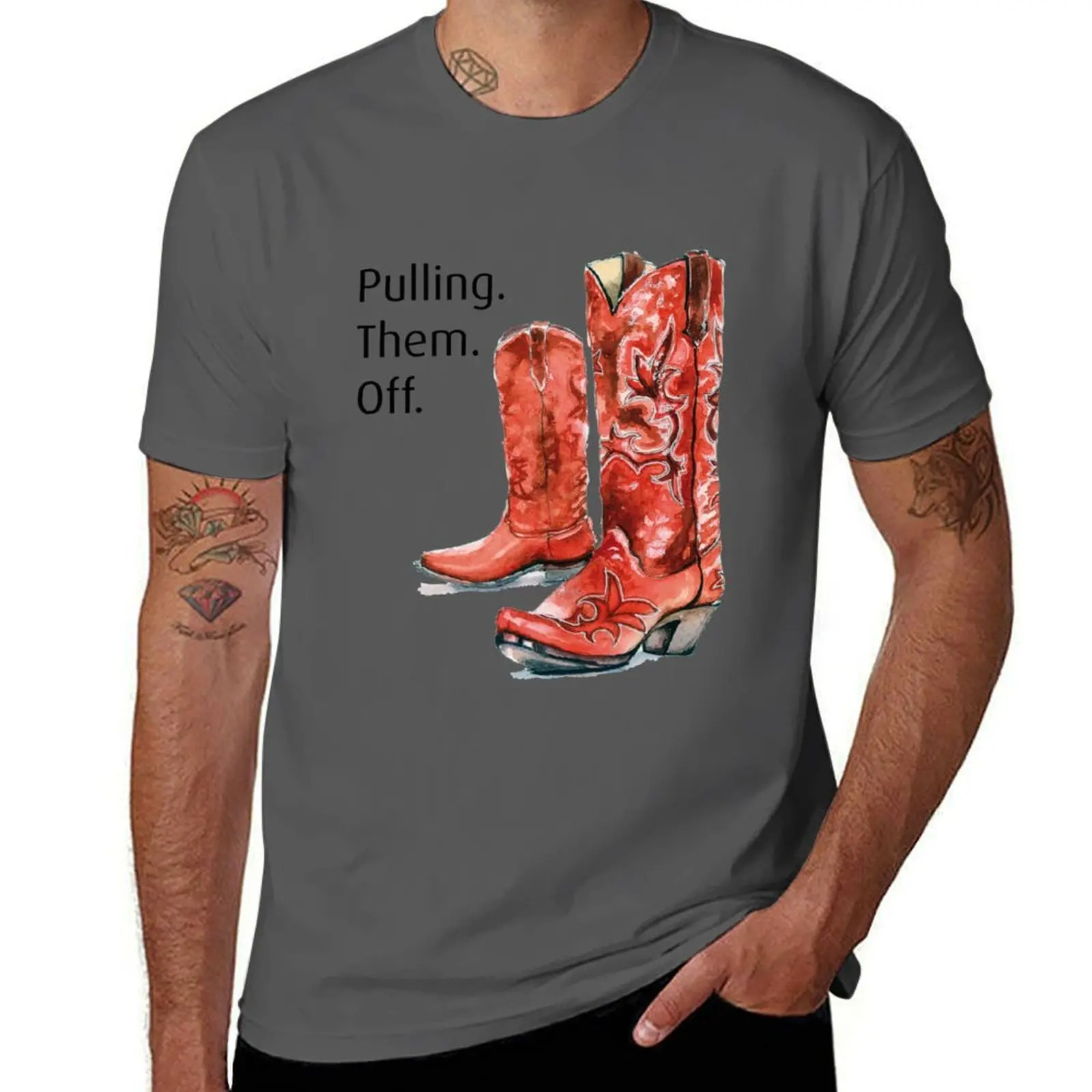 Tirar. Tirar a la deriva. Them. Apagado. Camiseta Ted Mosby Red Cowboy Boots HIMYM, camiseta informal básica de talla grande