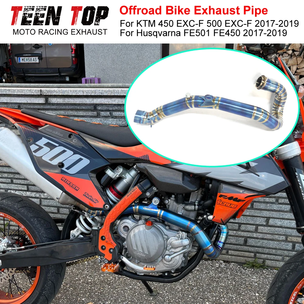 سبائك التيتانيوم ل Husqvarna FE450 FE501 العادم الكوع الطرق الوعرة الدراجة الجبهة وصلة الأنابيب لأنبوب KTM 450/500 exc-f 2017-2019