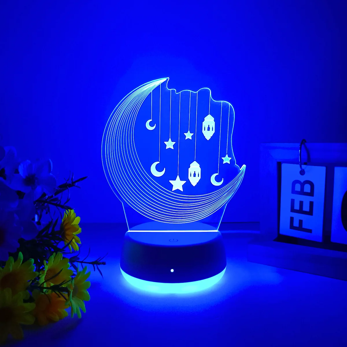 1pc Beautiful Creative Moon Exquisite 3D Night Light, Touch Switch Seven Color Conversion, USB Power Supply, Decorative Light.