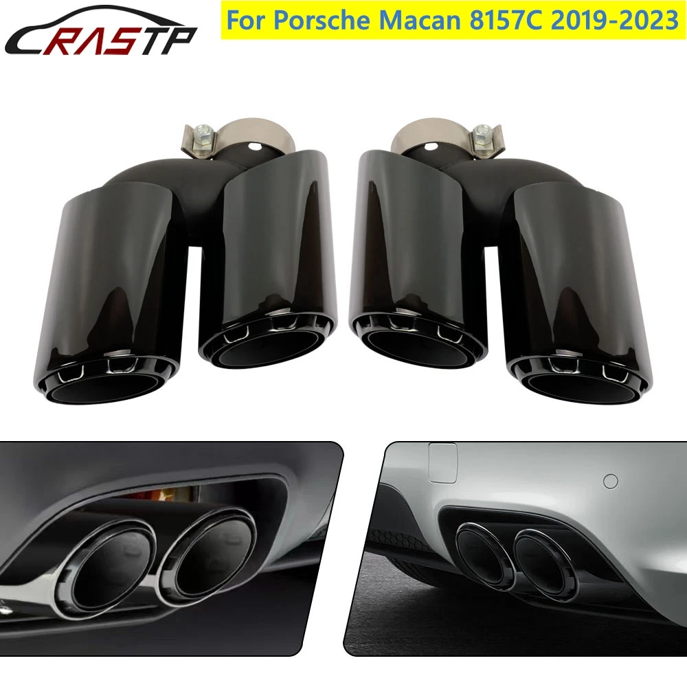 PASTP-Car Exhaust Pipe Muffler Tail Tip Exhaust System Pipe Auto Tail Air Outlet Vent Kit For Porsche Macan 8157C 19-23 CR1028