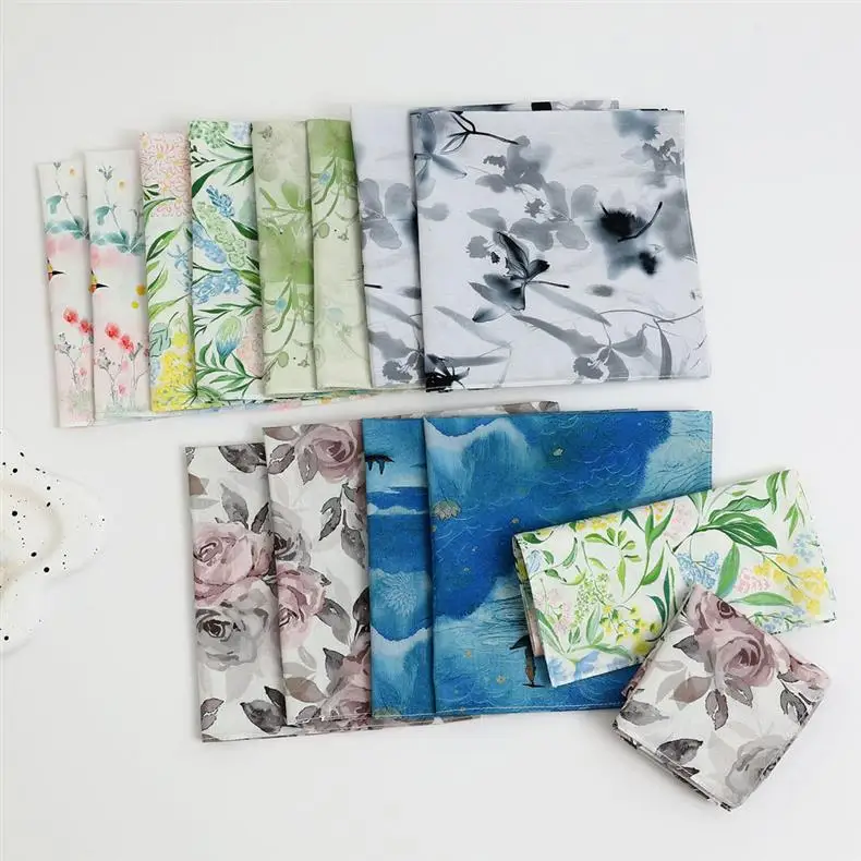 12 Buah Sapu Tangan Katun Murni Jepang Handuk Keringat Penyerap Tipis Cetak Satu Sisi Handuk Tangan Tiongkok Antik 43Cm