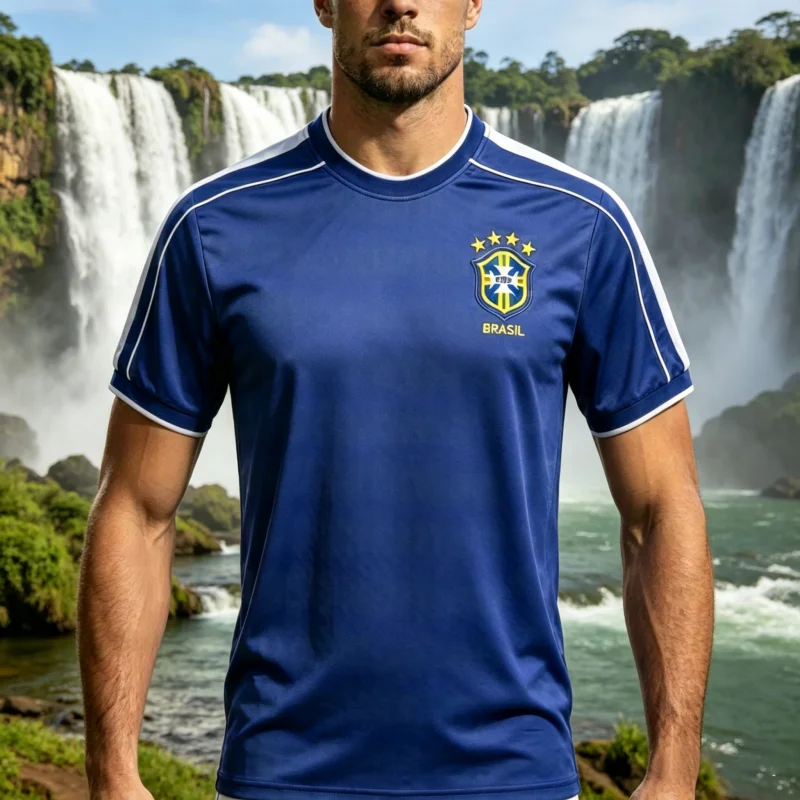 Camiseta Confortável Brasil: Sucesso de Vendas no Verão Y2K – Camiseta Esportiva de Futebol Confortável para Família e Crianças (Conjunto Pai-Filho)