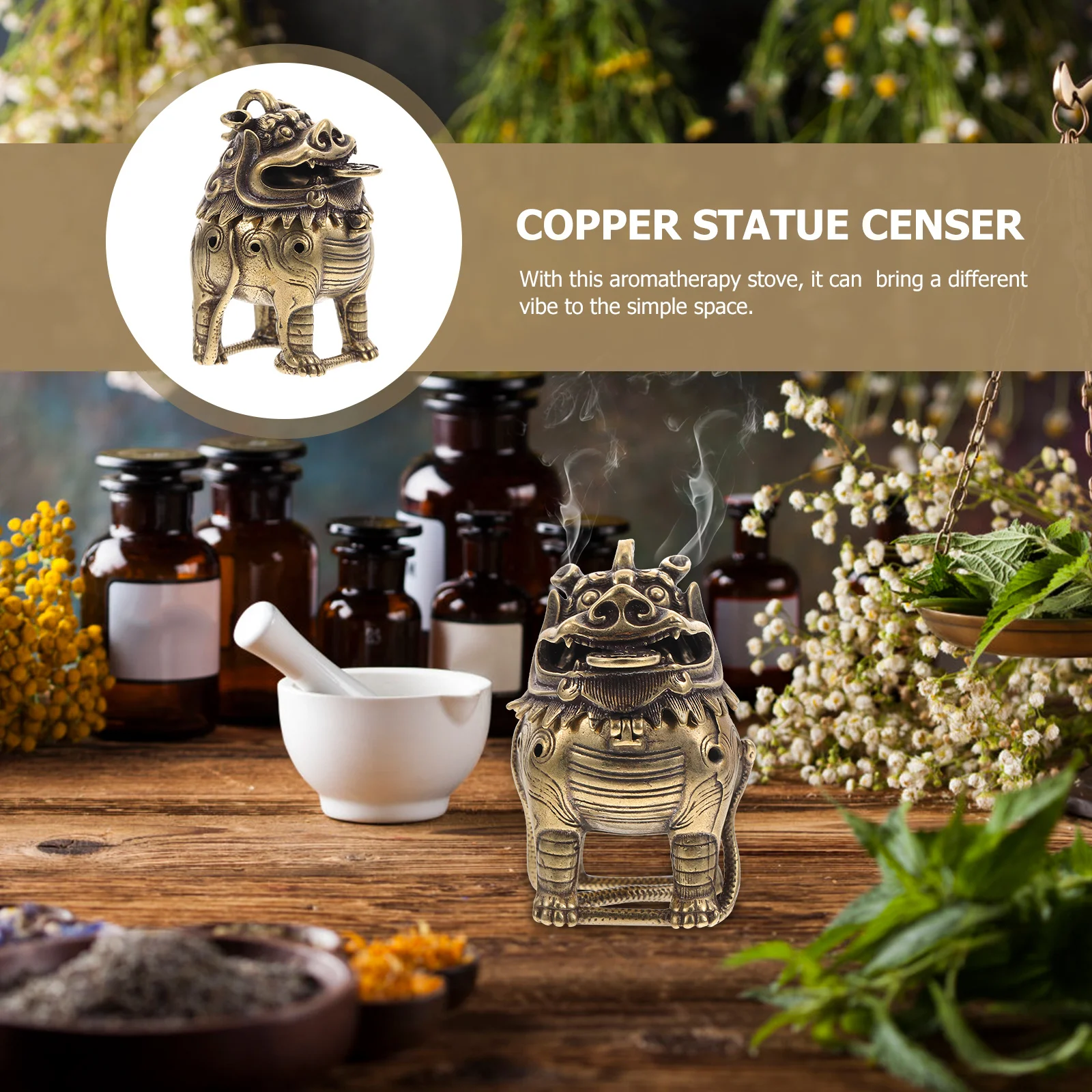 

Retro Style Copper Pixiu Statue Incense Burner Household Aromatherapy Vintage Home Decoration Practical Censer