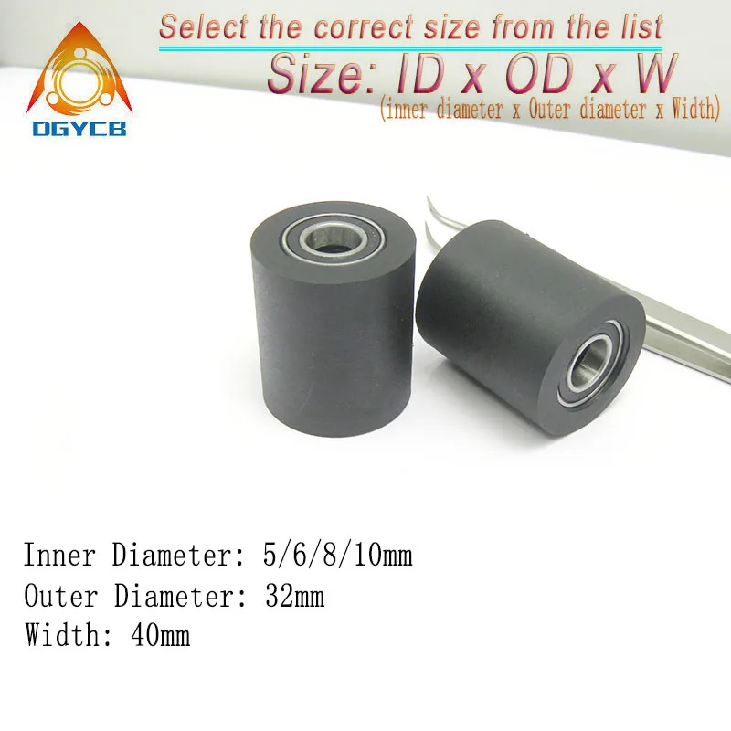 

1pcs PU Coated Bearing Pulley 8x32x40 PUT69832-40 Rubber Silent Roller 32mm Diameter Double Bearing Polyurethane Wheel 8*32*40