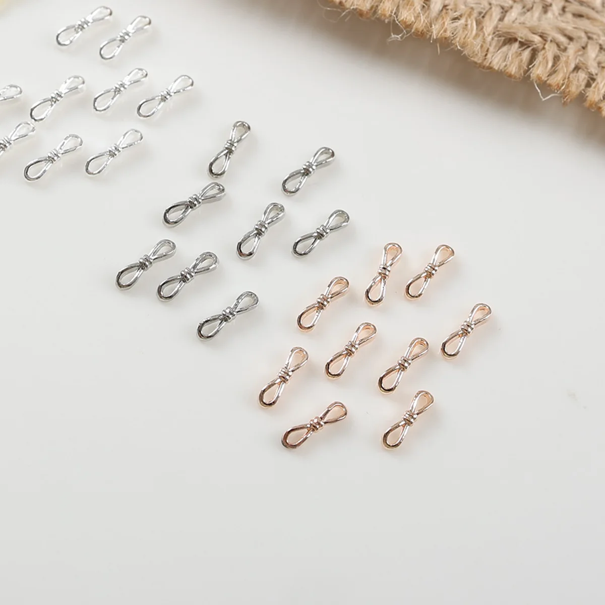 50 قطع تنوعا ربطة القوس فيونكة صغيرة روز الذهب الفضة الأبيض K سبيكة مسمار الفن الراين زينة مانيكير لطيف سحر