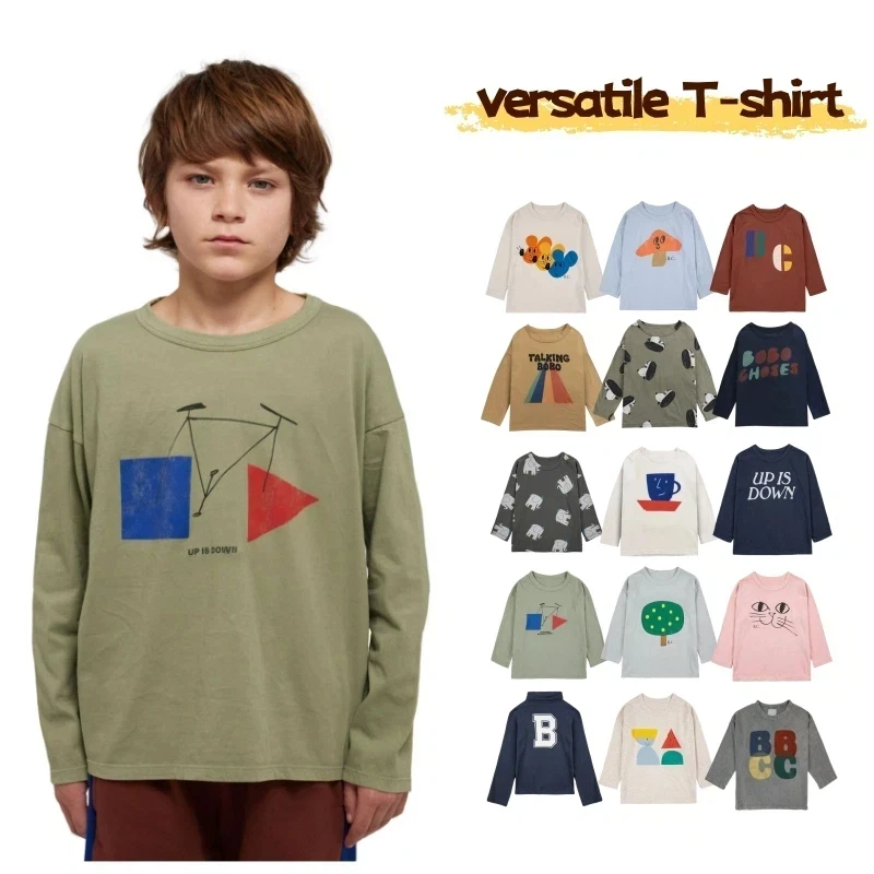

INS Korea Style Autumn/Winter Boys and Girls Trendy Cool Top letter Cartoon Cute Long Sleeve Bottom Shirt Children T-shirt 2025