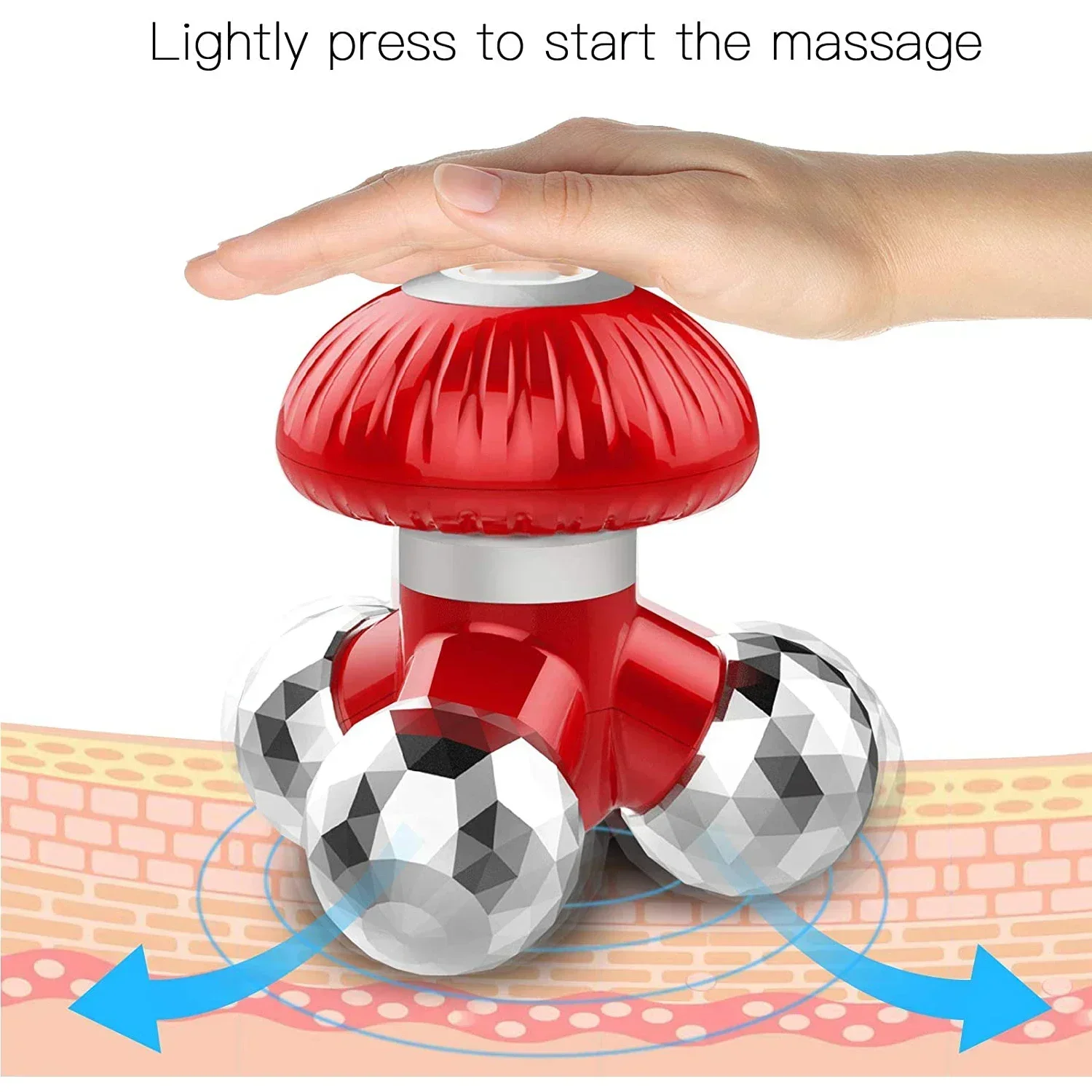 New 4 in1 Handheld Vibrating Massager with 3 Kneading Massage Heads for Self Massage Relaxation or Muscle Tension Mini Massager