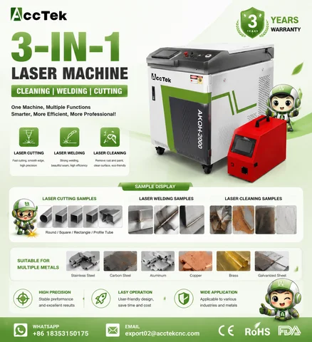 ACCTEK Factory Price Laser Metal welder 3 in 1 Machine Hot sale fiber laser cleaning laser welding cutting machine 3000w