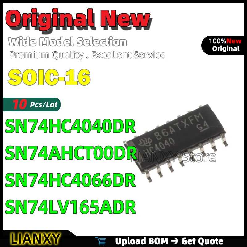 10pcs SOIC-16 SN74HC4040DR SN74AHCT00DR SN74HC4066DR SN74LV165ADR Counter New Original
