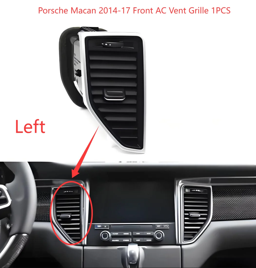 Brandneu |   OEM-Fabrikpassung |   Anti-UV-Hochfester Kunststoff Porsche Macan 2014–2017 AC-Entlüftungsgitter für das vordere Armaturenbrett (2-teiliges Set)