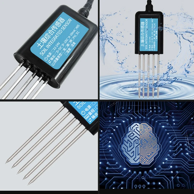 Temperatura do solo Sensor de umidade, 7 em 1, PH condutividade, nutrientes sal, nitrogênio, fósforo, batatas transmissor, durável, RS485