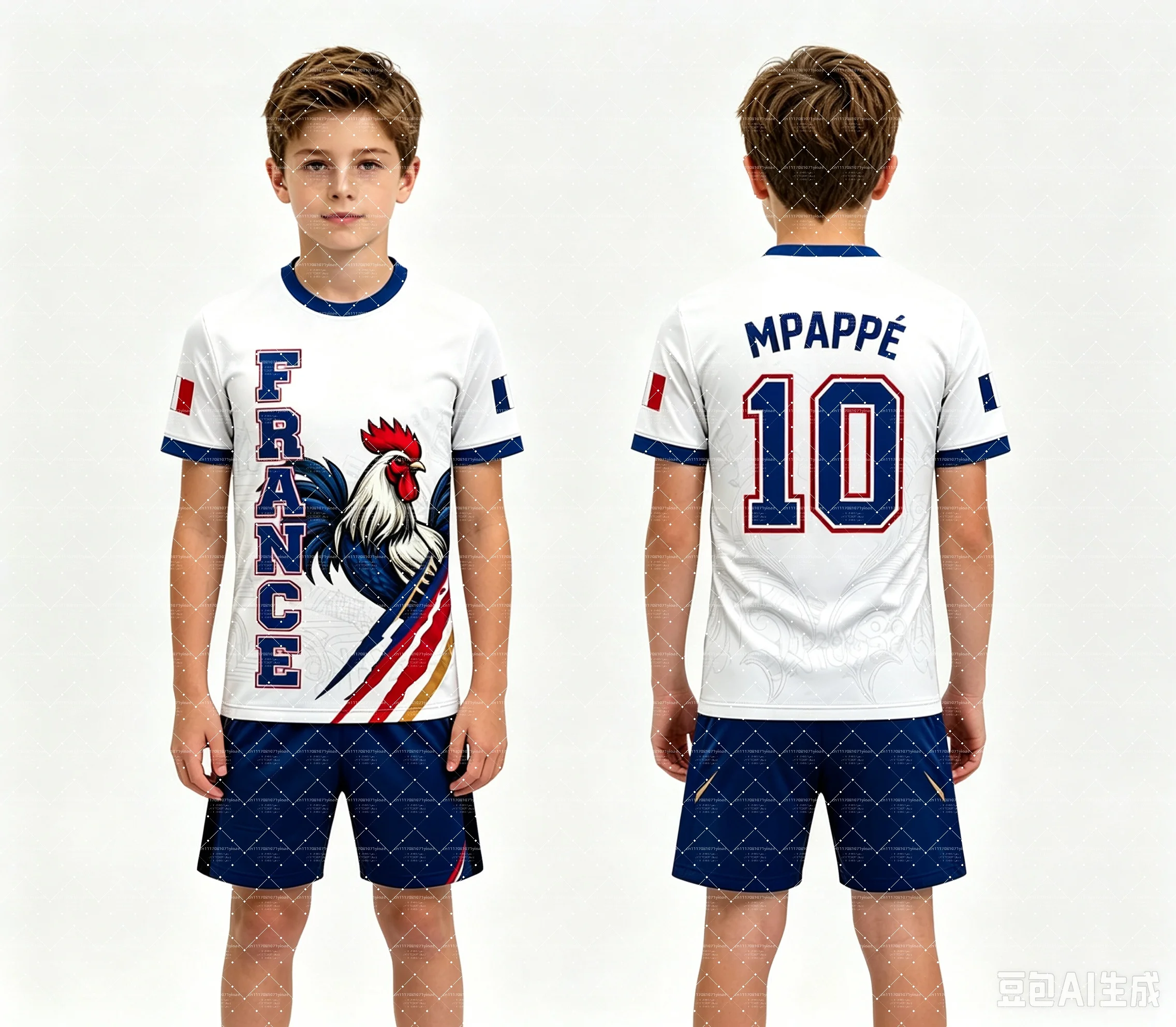 2026 Bestseller Nr. 10 Mbappé Fußballtrikot & Shorts Set, Einzeloberteil Erhältlich, Frankreich-Flagge Fan-2-Teiliges Sommerset für Kinder