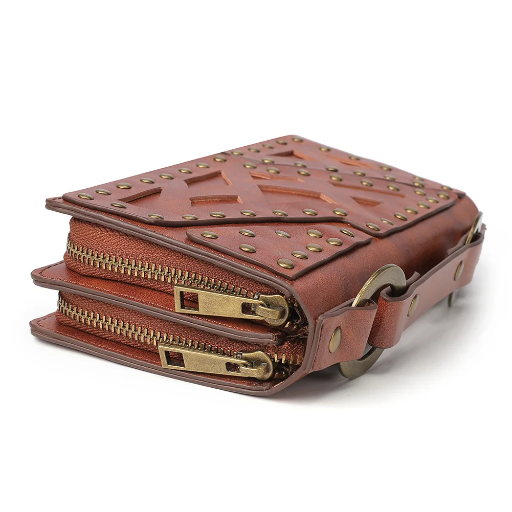 Punk Women's Wallet Long Double Zipper Handbag Men Double Layer Handbag Fashion Purse Carteira card holder Luxury Money Bag