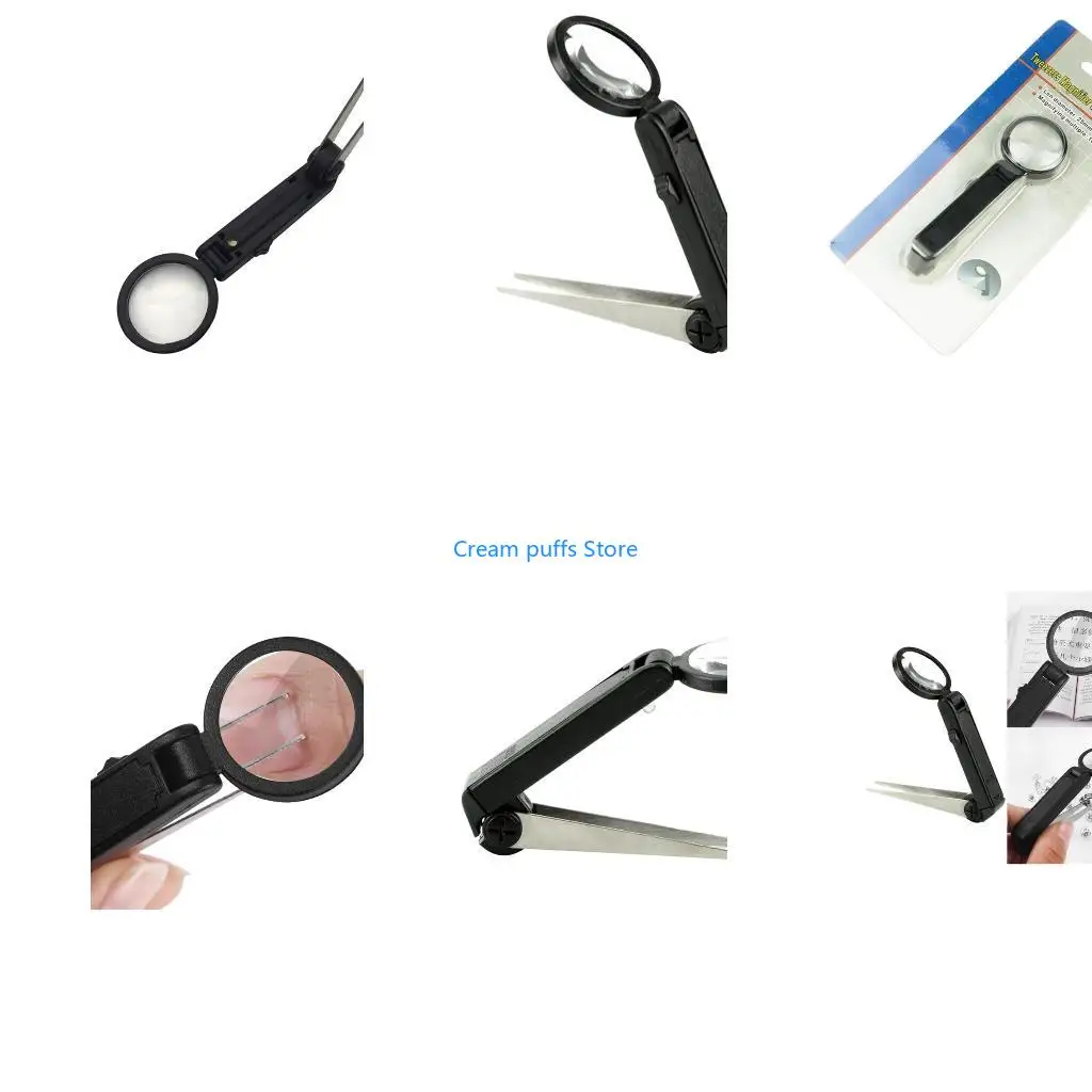 50LE Glass Magnifier Tweezers Mini Lens for Jewelry Inspection