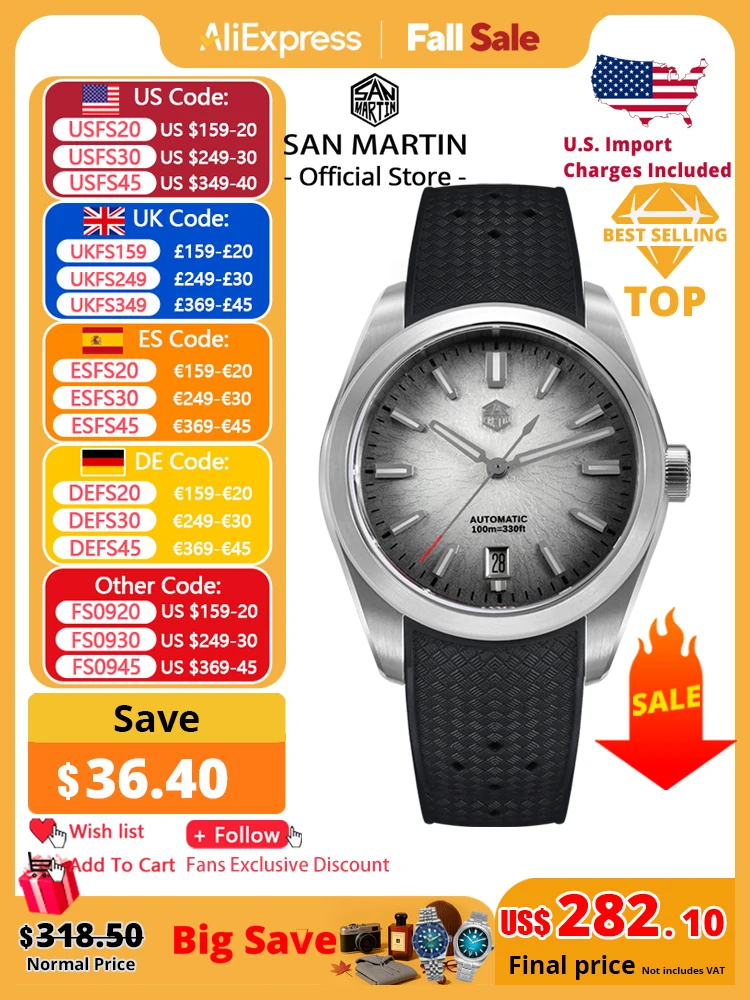

San Martin FKM SN0144 JianZhan циферблат Gada 36/39/42 мм мужские роскошные деловые автоматические механические часы Miyota 9015, оригинальный дизайн