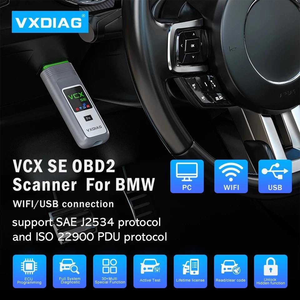 VXDIAG Automotive Scanner VCX VX508 For BMW J2534 ECU Coding Programming All System Diagnostic Tools Active Test 30 Services