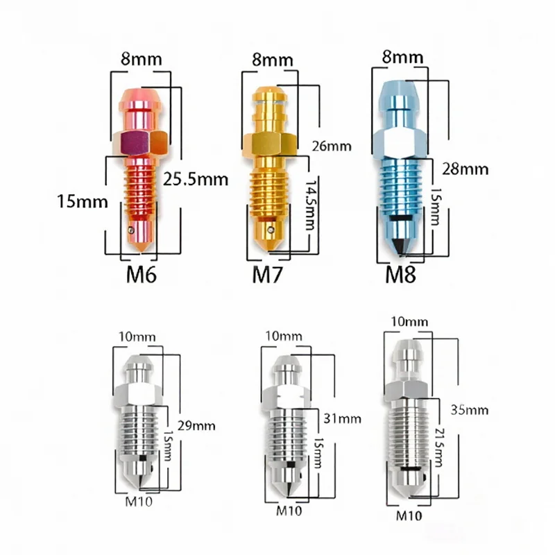 Titanium Alloy Bolt M6 M7 Hydraulic Oil Disc Brake Caliper Bleed Screw Brake Caliper Bleed Screw Suitable for Brembo Pitch 1.0mm