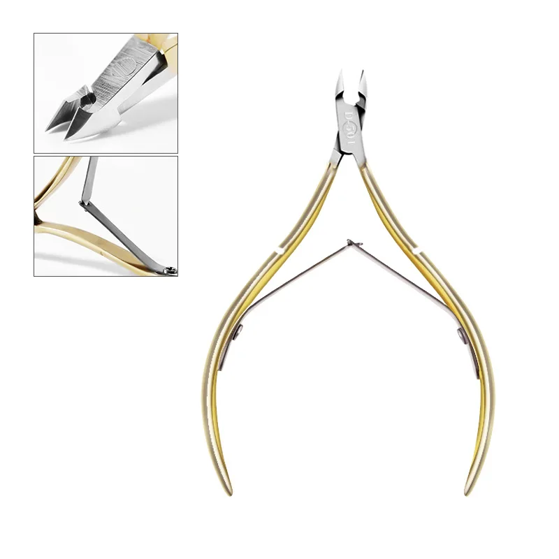 Art Nail Clippers for Cutting Dead Skin to Remove Dead Skin Barb Golden Stainless Steel Nail Art Tools