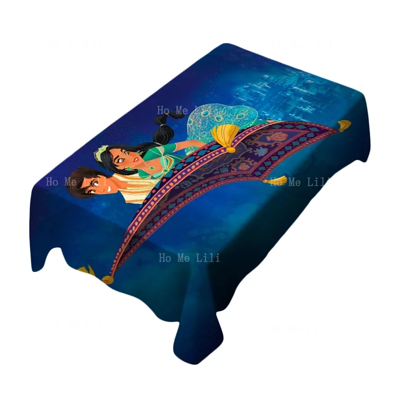 Men Ride Magic Carpet With Princess Mystical Anime Galaxy Wolf Howling At The Moon Nightscape Tablecloth By Ho Me Lili