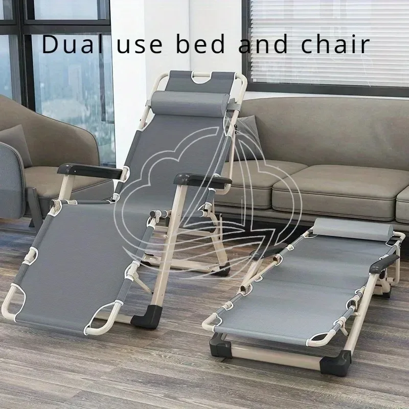 Portable Folding Lunch Break Recliner Outdoor Courtyard Beach Chair Office Balcony Lounger Bed