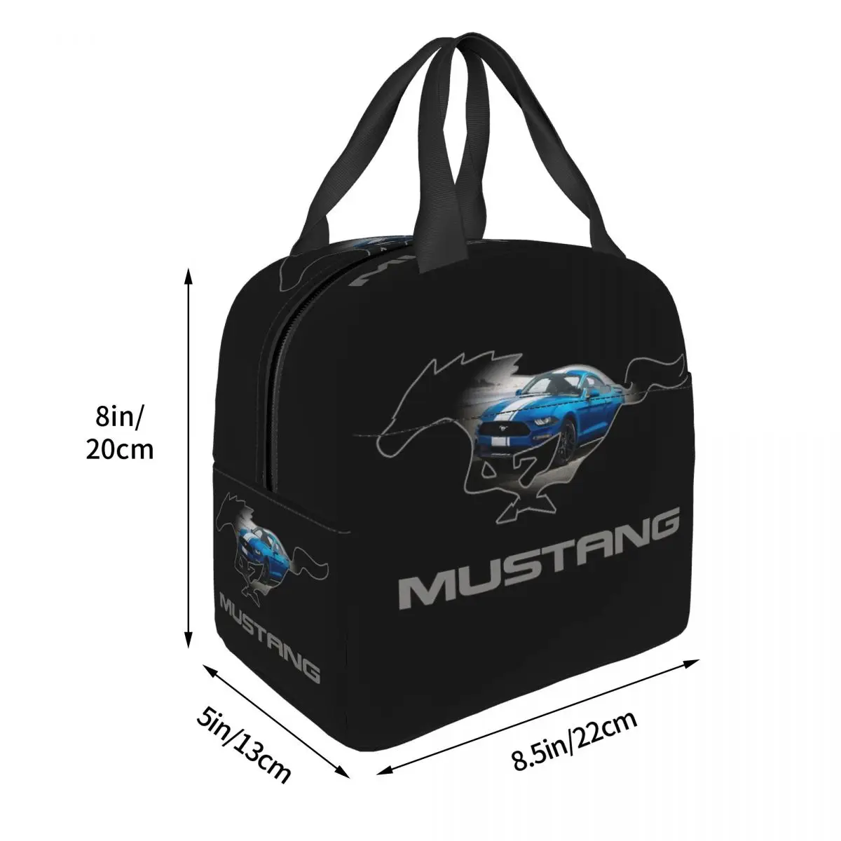 Ford Mustang GT Logo Emblem Design Lunch Bags Insulated Bento Box Waterproof Lunch Tote Leakproof Picnic Bags Cooler Thermal Bag