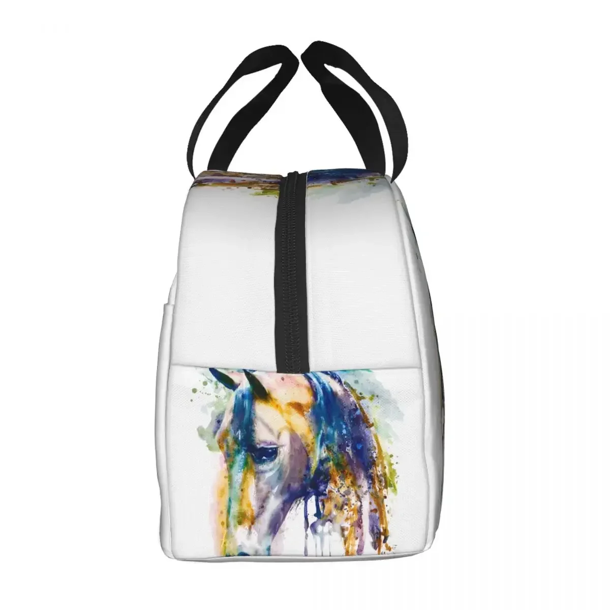 Horse Head Watercolor Insulated Lunch Bags for School Animal Abstract Art Leakproof Cooler Thermal Bento Box Women Children