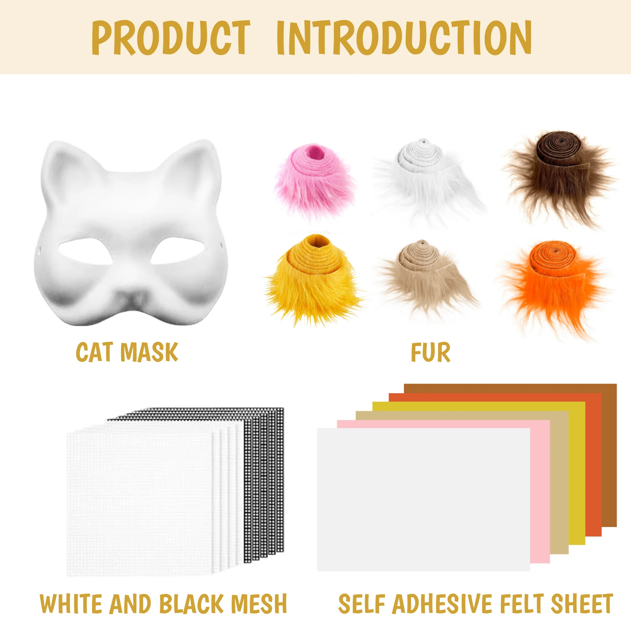4 stuks Masker DIY Kit Faux Fuzzy Stof 59 inch Therian Gemaakt