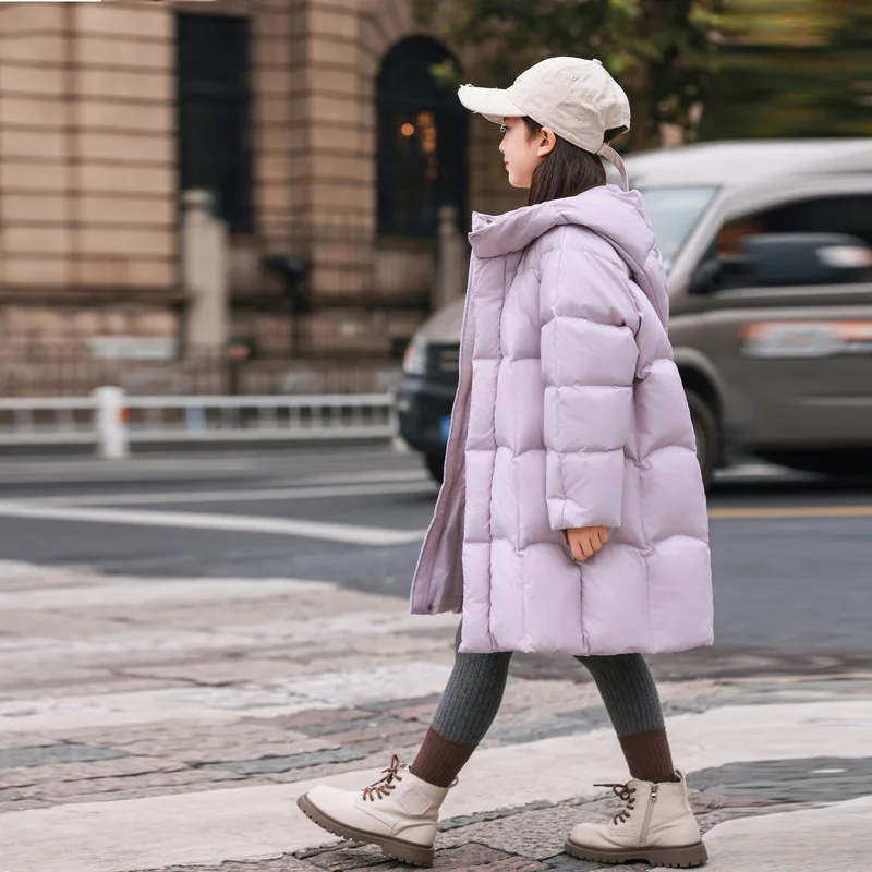 OLEKID 2025 سترة شتوية للفتيات مقنعين دافئ طويل في سن المراهقة فتاة سترة منفوخة معطف 5-12 سنة الاطفال سترة طفلة ملابس خارجية