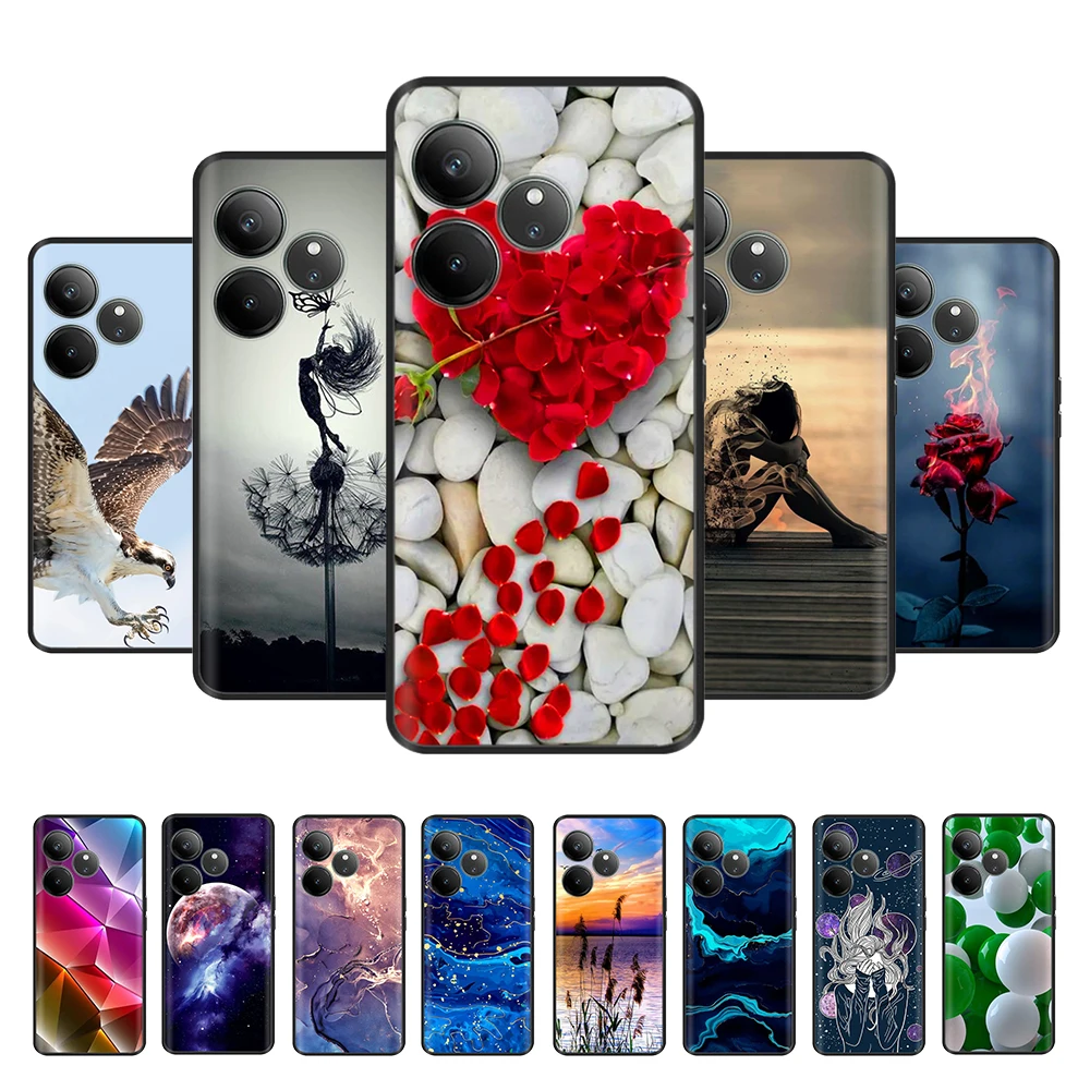 For Realme GT 6 Case Cover Stylish Flower TPU Soft Silicone Back Cover for Oppo Realme GT 6T GT6 Phone Cases Fundas Shockproof