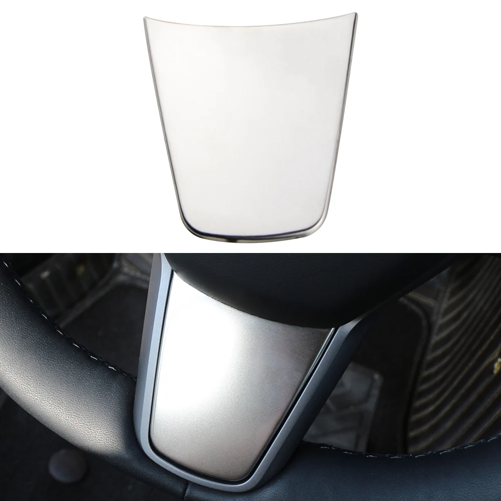 Car Steering Wheel Trim Cover for Tesla Model 3 Model3 2017 - 2022 Model Y Modely 2019- 2022 Stainless Steel Sticker Accessories