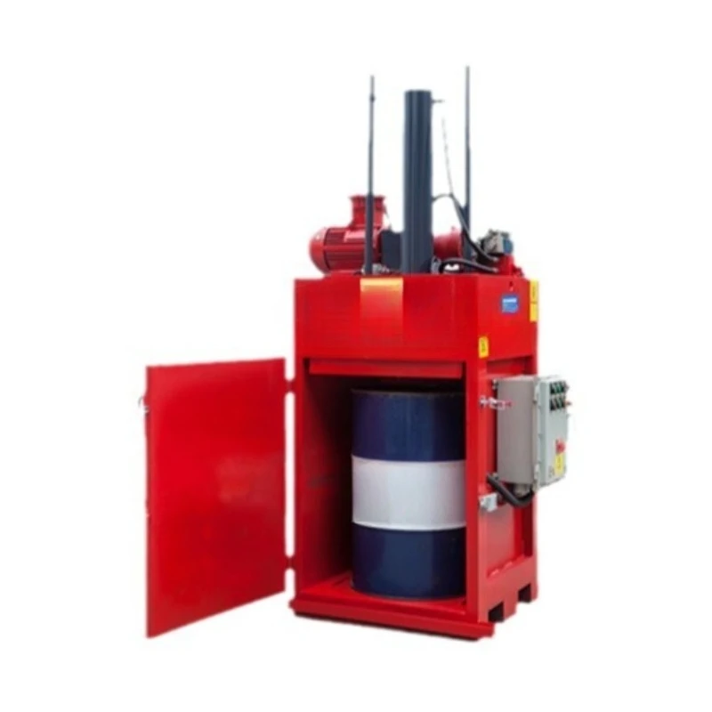 Empty waste paint barrel flattening equipment, waste oil drum baler