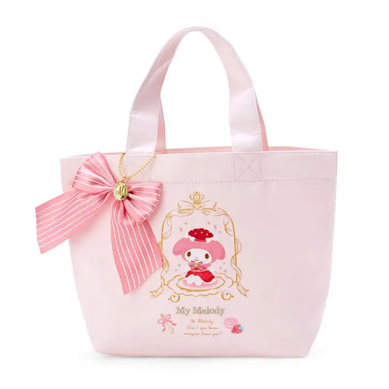 Sanrio Cartoon Bowknot Portable Storage Bag Shoulder Bag Tote Bag Cinnamoroll Mymelody Kuromi Pochacco Plush Anime Toy for Girl