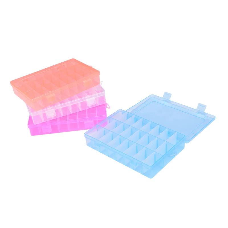 24 Grids Transparent Plastic Organizer Box Adjustable Compartment Storage Box For Beads Fishhook Earring Jewelry Container