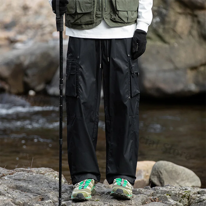 

EIAO Men Softshell Hiking Pants Couple Korean Style Outdoor Camping Trekking Lightweight Waterproof Quick-Dry Casual Trousers​​