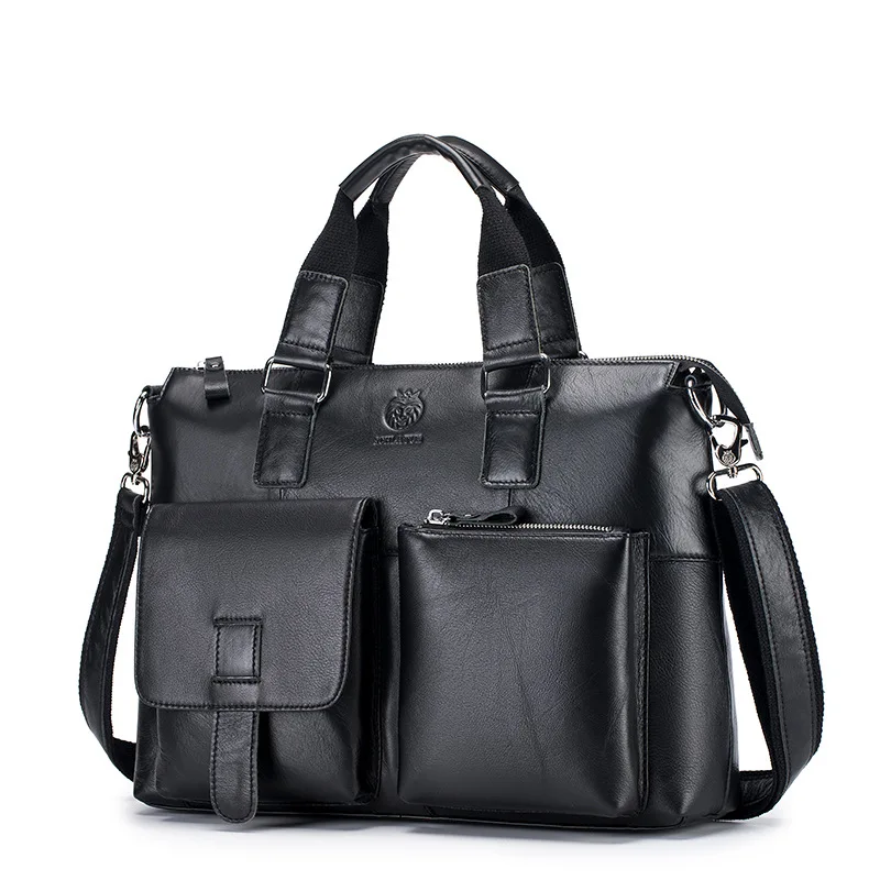 Valigetta da uomo in pelle di alta qualità Borsa da uomo in vera pelle Borsa a tracolla casual retrò Borsa per laptop da 15,8 pollici portatile