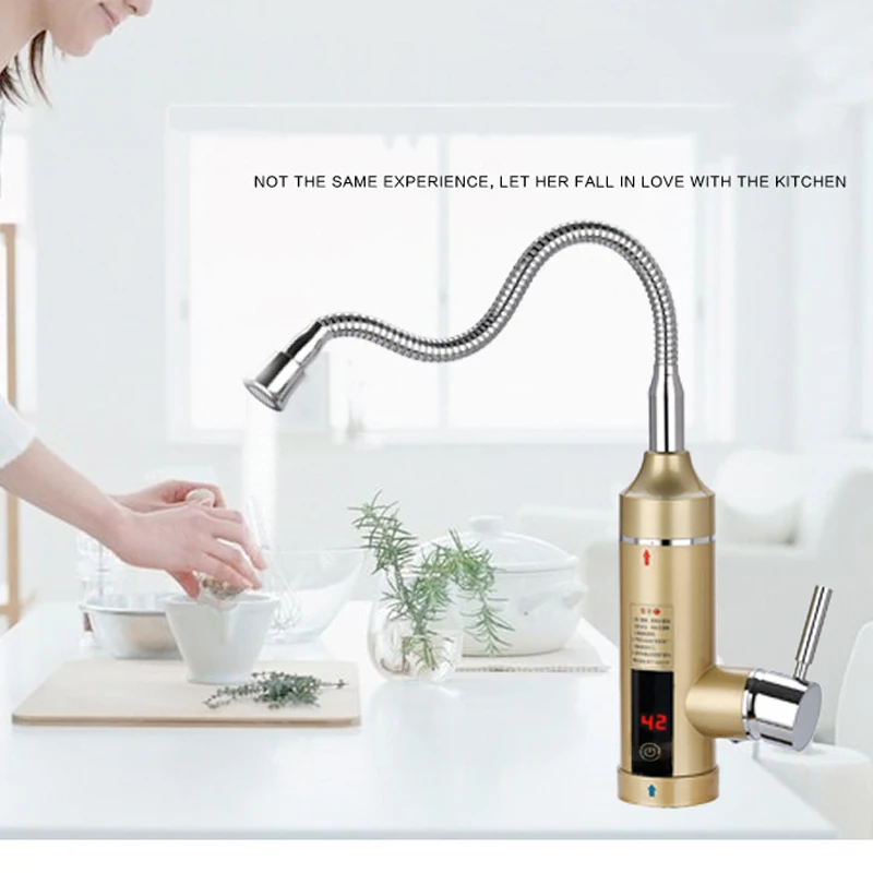 Electric Water Heater Temperature Display Universal Hose Tankless Kitchen Faucet Instant Cold Water Heating 3000W 110V 220V