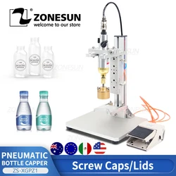 ZONESUN pneumática garrafa redonda tampando máquina, fechamento parafuso Tops tampas, suco de água Chubby Gorilla Tool, pequena produção, ZS-XGPZ1