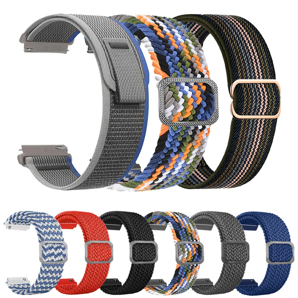 20 مللي متر 22 مللي متر النايلون حلقة حزام للنساء والرجال حزام (استيك) ساعة استبدال الأشرطة مطاطا مضفر سوار كوريا قابل للتعديل حزام الساعات