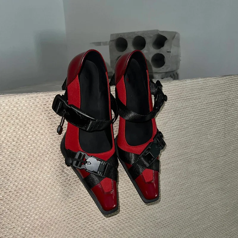 

Новая женская обувь в стиле панк, туфли на высоком каблуке с квадратным носком для женщин, изысканная повседневная обувь в стиле Лолита, модная дизайнерская обувь, Zapatos Mujer