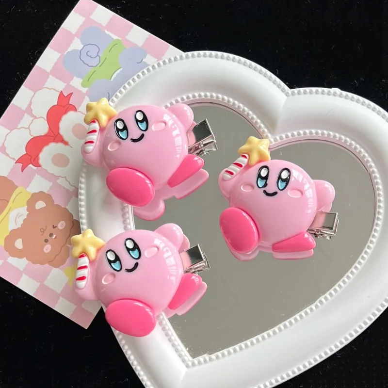 Cute Kirby Hair Clip for Women Hairpin Jewelry Cartoon Hair Accessory Kawaii Girls Alligator Clip Kirby Star Bangs Hair Clip