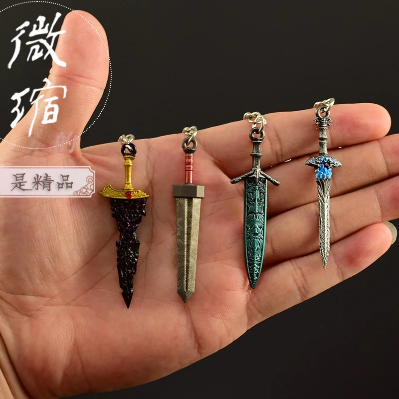 Épée miniature en métal avec fonction de tirage, meilleur cadeau pour les amateurs d'anime, série de jeux d'épées samouraï, nouveau porte-clés en forme d'épée miniature