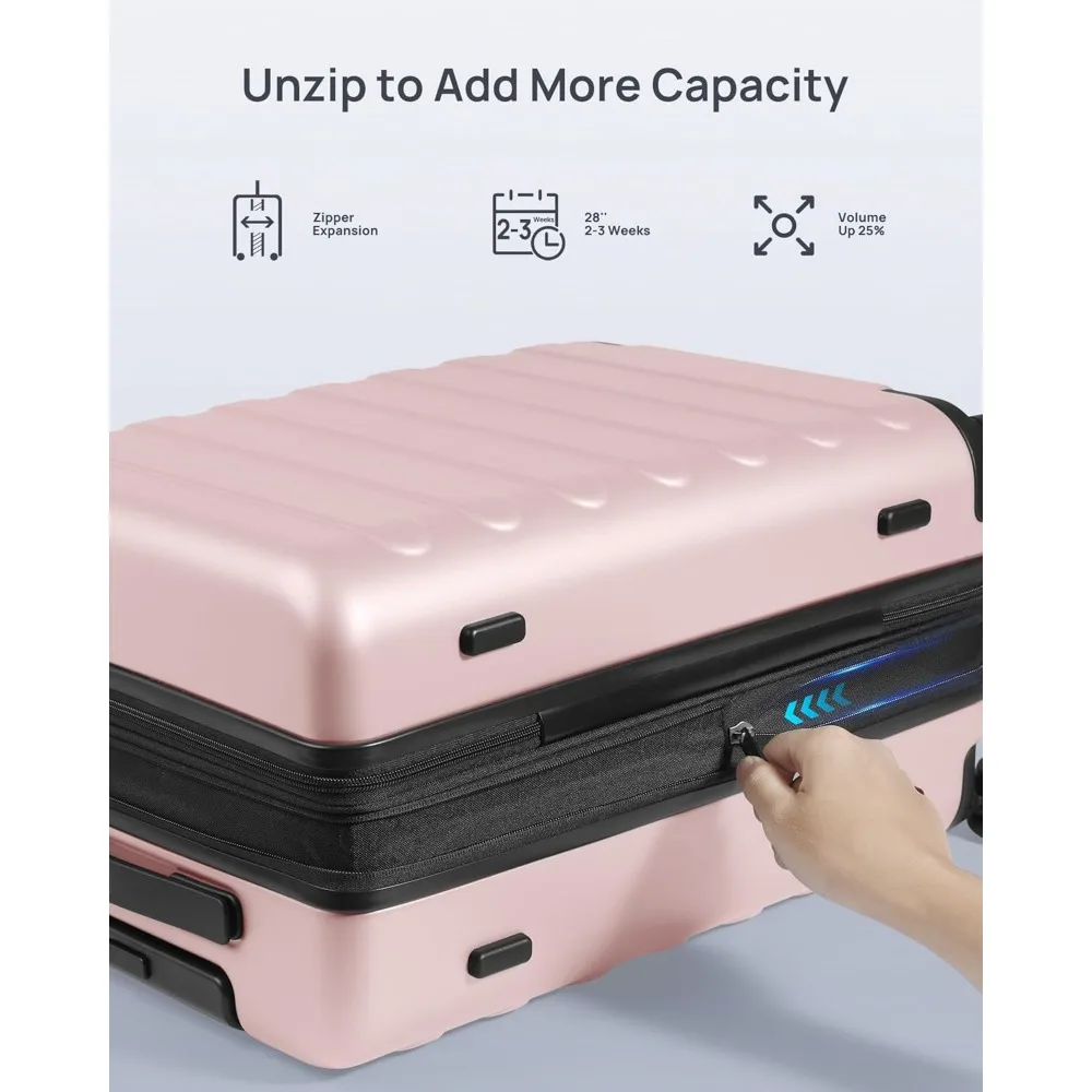 مجموعة أمتعة مكونة من 3 قطع - حقائب حمل متوسطة وكبيرة قابلة للتوسيع مع عجلات دوارة للسفر