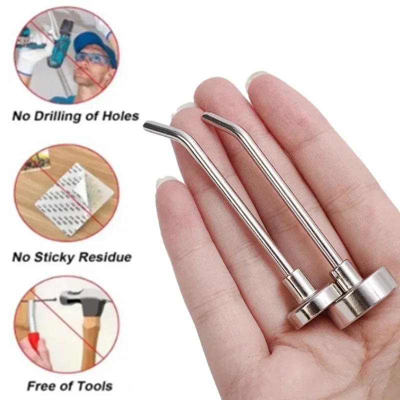 Right Angle Magnetic Hooks Strong Magnetic Hook Punch-free Heavy Wall Hanging Magnet Racks Kitchen Bathroom Organization Tools
