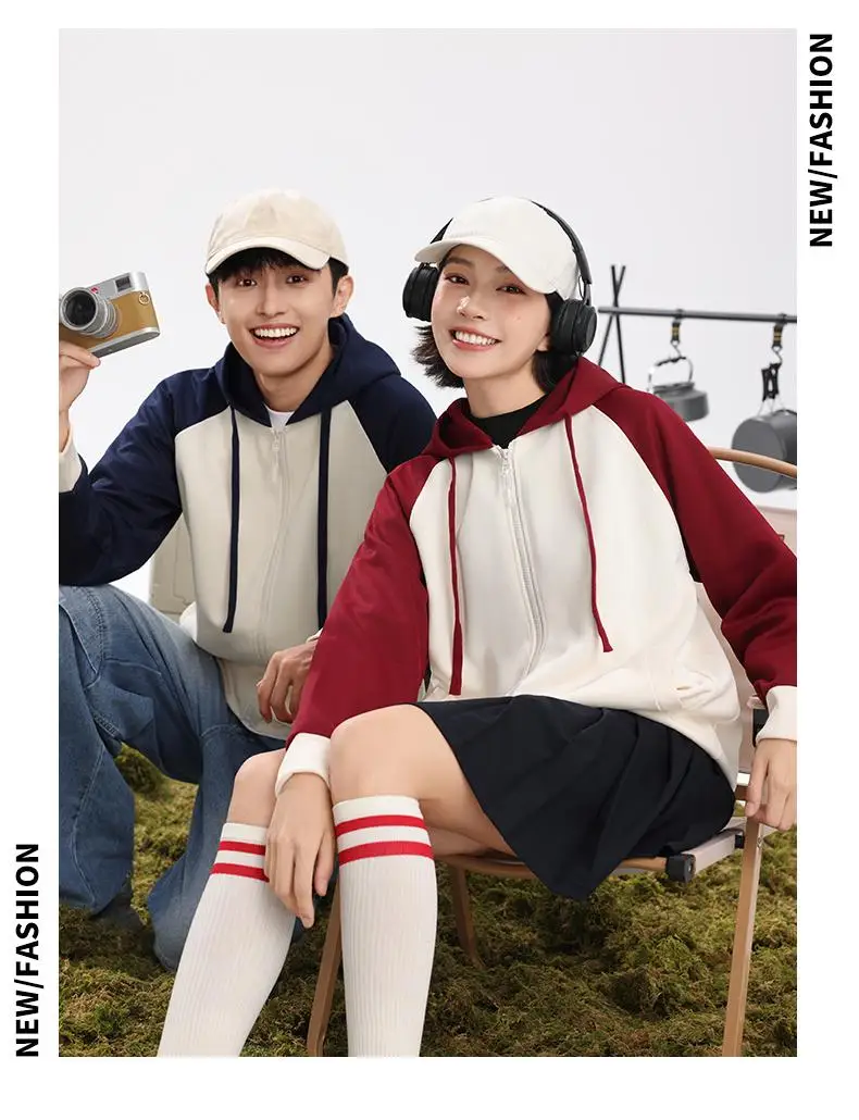 Zipper-style multi-color sports-style 720g blended cotton cap shirt custom logo men's loose large-sized hoodie custom logo