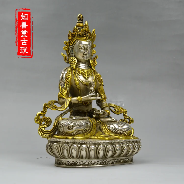 Zhishantang Pure Tibetan Buddha Bronze Ware, White Copper, Gilded Esoteric Buddhism Statue, Steel Buddha, 8-inch Diamond Saddle