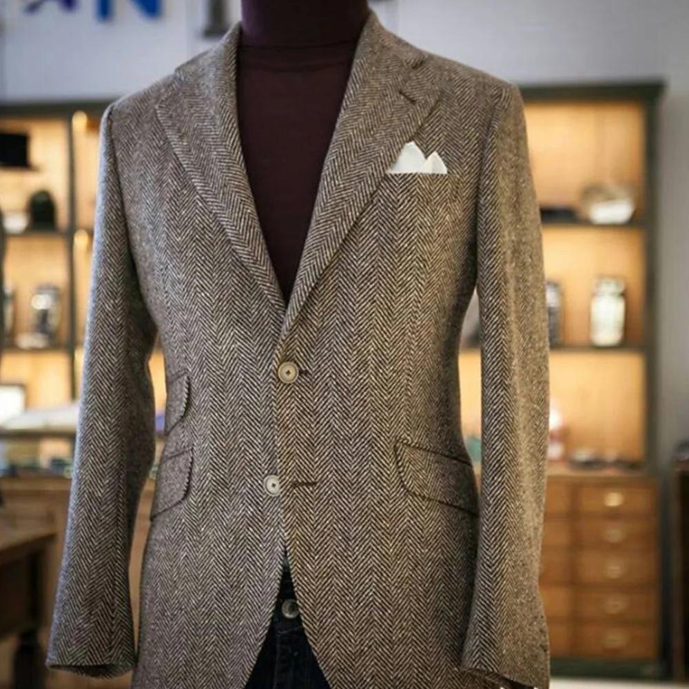 

Mens Suit Jacket Herringbone Single Breasted Business Blazer Casual Jacket Fashion Slim Fit Comfortable Elegant Mens Outerwear F