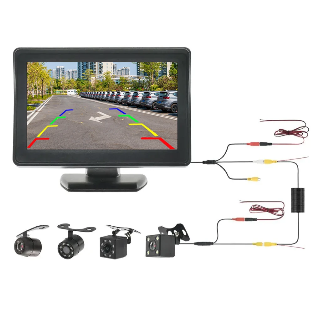 Écran de caméra de recul de voiture avec moniteur, véhicule 9-36V, LED HD, marche arrière avec écran 4.3 "pour stationnement