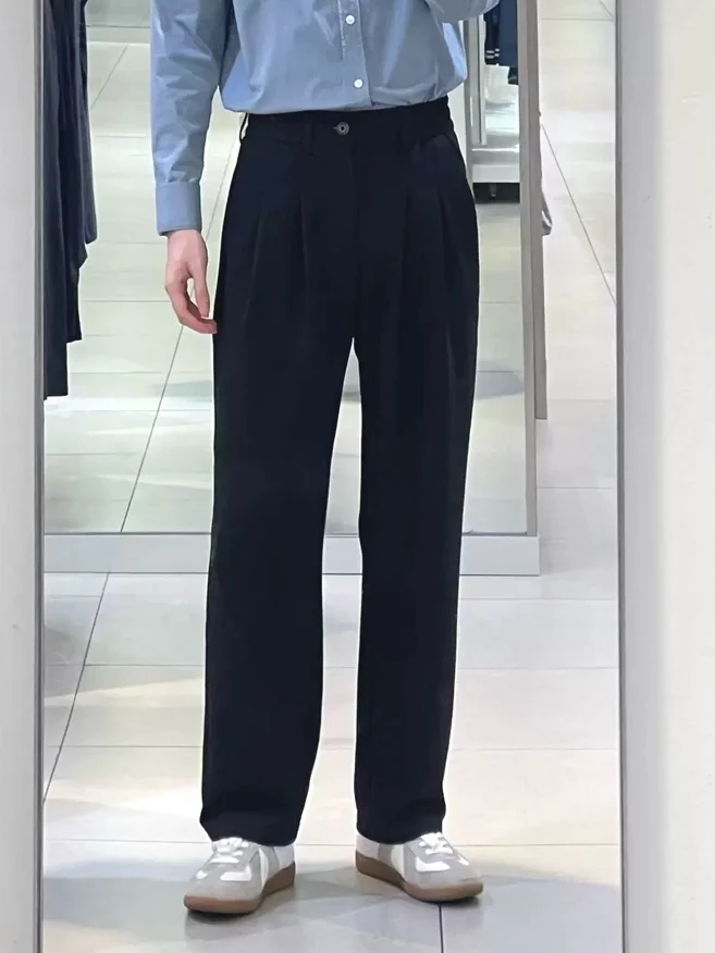 

Italian Neapolitan Men's Workwear Pants Loose Straight Leg Trousers No Ironing Required Faionable French Sle Casual Trousers