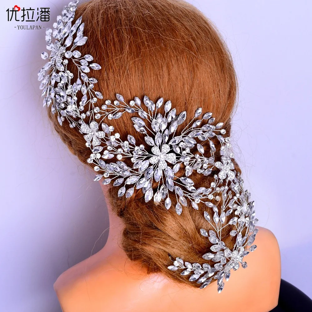 

New Headdress Bridal Hair Band Lengthened Rhinestone Hair Hoop Curling Hair Style Accessories Manual Hair Accessories